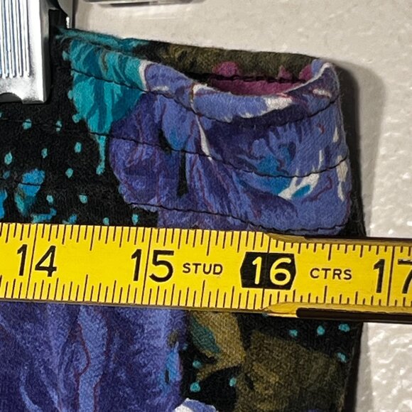 Fritzi Medium Black With Purple & Teal Rose Vintage Floral Midi Skirt U.S.A. Off - Picture 9 of 13